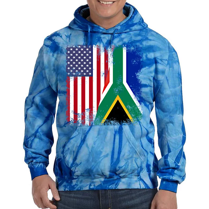 Half South African Flag Vintage Usa Gift Tie Dye Hoodie