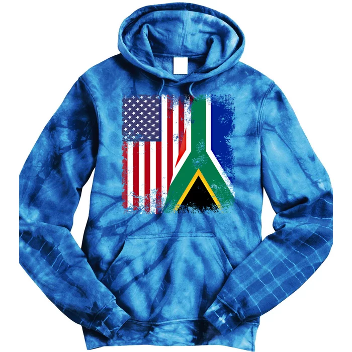 Half South African Flag Vintage Usa Gift Tie Dye Hoodie