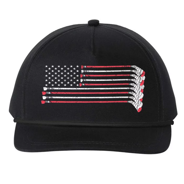 Hockey Sticks American Flag Snapback Five-Panel Rope Hat