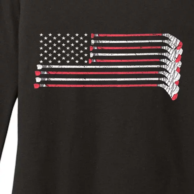 Hockey Sticks American Flag Womens CVC Long Sleeve Shirt