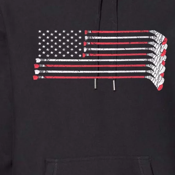 Hockey Sticks American Flag Premium Hoodie