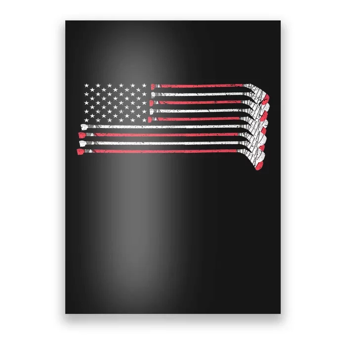 Hockey Sticks American Flag Poster