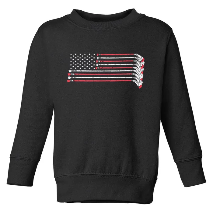 Hockey Sticks American Flag Toddler Sweatshirt