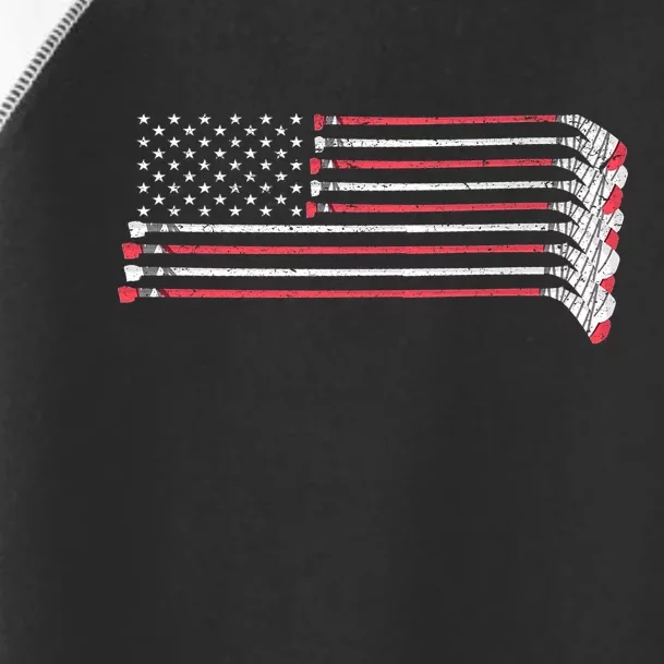 Hockey Sticks American Flag Toddler Fine Jersey T-Shirt