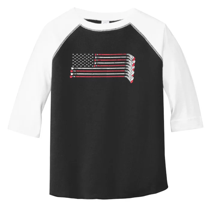 Hockey Sticks American Flag Toddler Fine Jersey T-Shirt