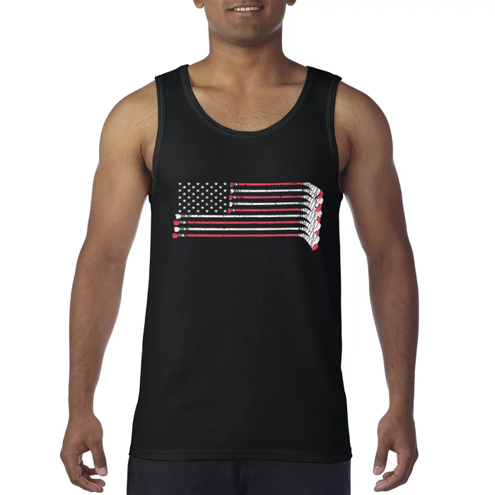 Hockey Sticks American Flag Tank Top