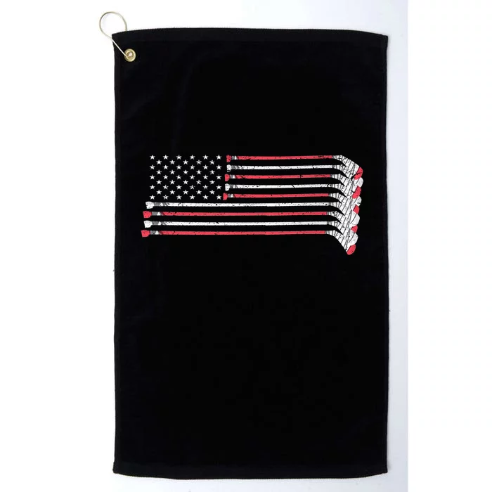 Hockey Sticks American Flag Platinum Collection Golf Towel