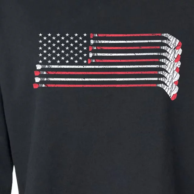 Hockey Sticks American Flag Cropped Pullover Crew