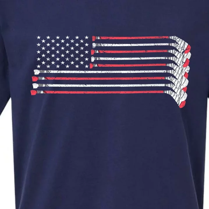 Hockey Sticks American Flag Sueded Cloud Jersey T-Shirt