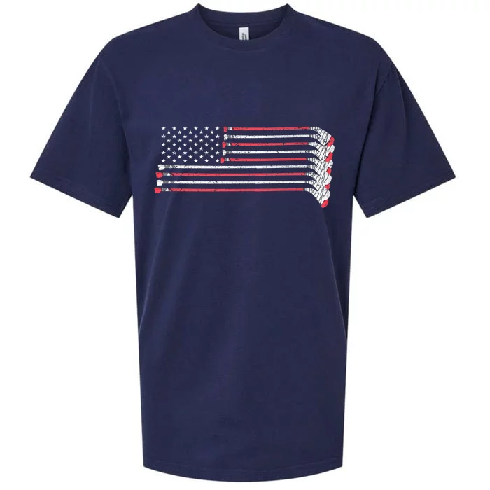 Hockey Sticks American Flag Sueded Cloud Jersey T-Shirt