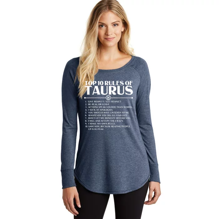 Horoscope Symbols Astrology Sign Top 10 Rules Of Taurus Women's Perfect Tri Tunic Long Sleeve Shirt