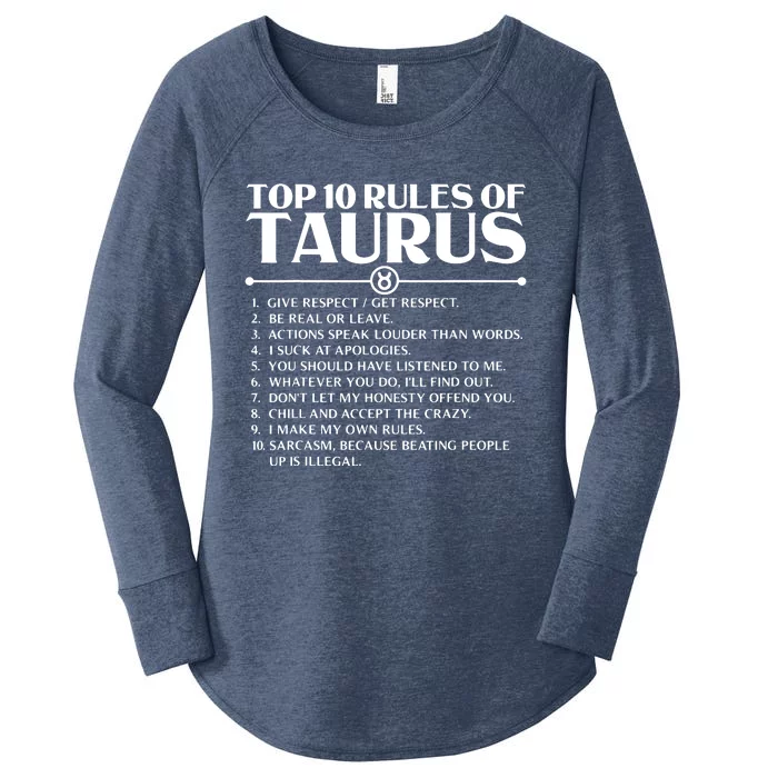 Horoscope Symbols Astrology Sign Top 10 Rules Of Taurus Women's Perfect Tri Tunic Long Sleeve Shirt