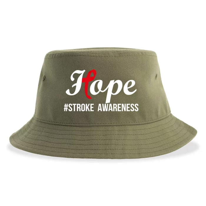 Hope Stroke Awareness Month Red Ribbon Motivational Great Gift Sustainable Bucket Hat