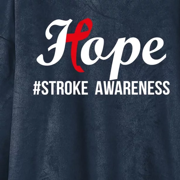 Hope Stroke Awareness Month Red Ribbon Motivational Great Gift Hooded Wearable Blanket