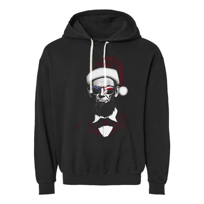 Hipster Santa Abraham Lincoln Garment-Dyed Fleece Hoodie