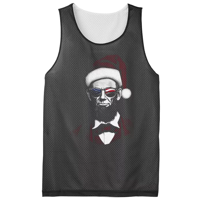 Hipster Santa Abraham Lincoln Mesh Reversible Basketball Jersey Tank