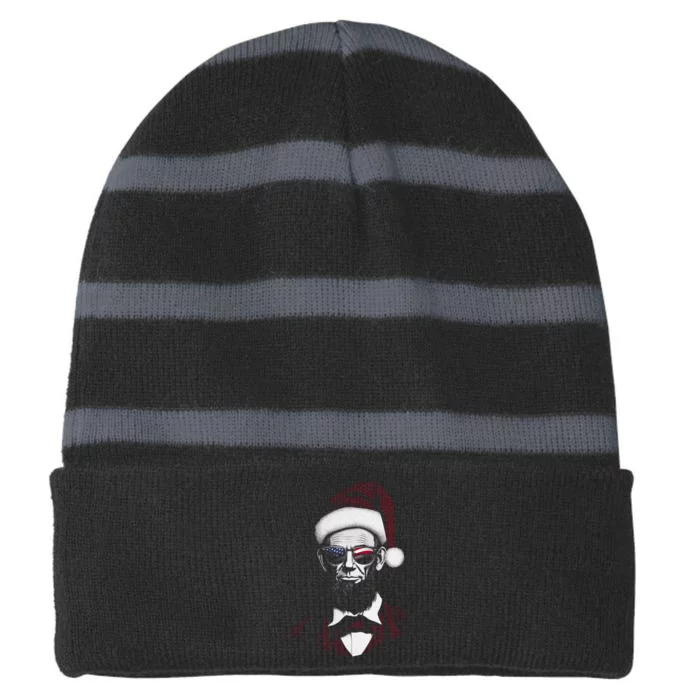 Hipster Santa Abraham Lincoln Striped Beanie with Solid Band