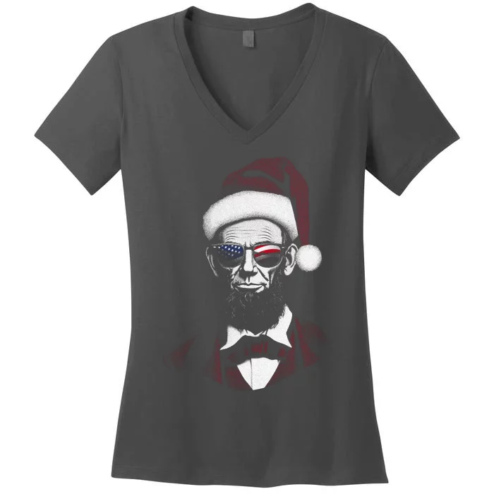 Hipster Santa Abraham Lincoln Women's V-Neck T-Shirt