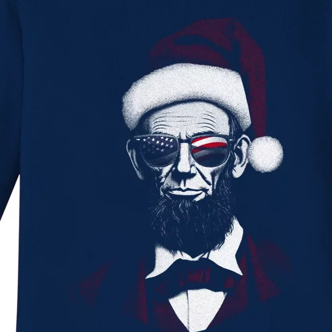 Hipster Santa Abraham Lincoln Baby Long Sleeve Bodysuit