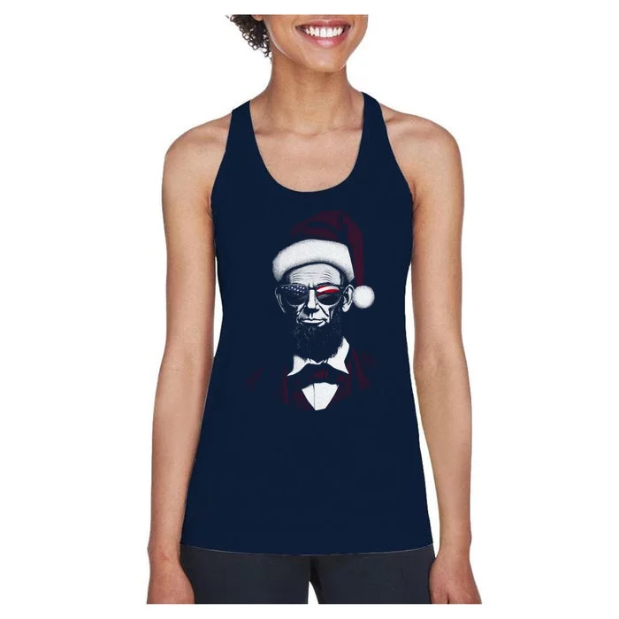 Hipster Santa Abraham Lincoln Women's Racerback Tank