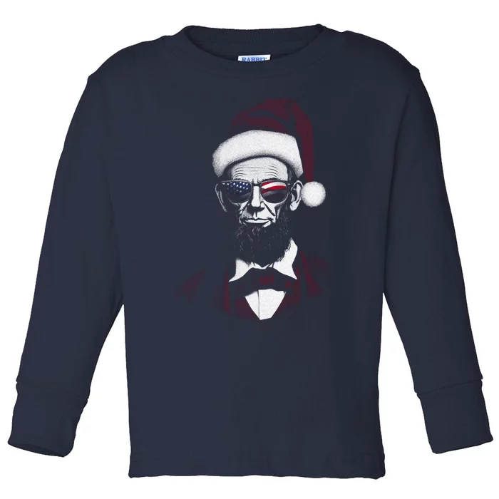 Hipster Santa Abraham Lincoln Toddler Long Sleeve Shirt