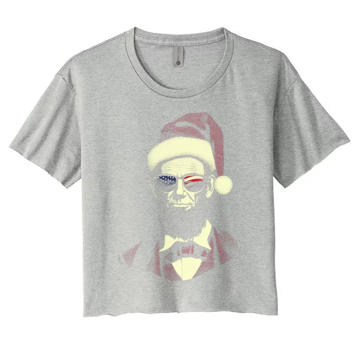 Hipster Santa Abraham Lincoln Women's Crop Top Tee