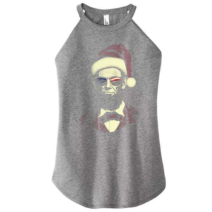 Hipster Santa Abraham Lincoln Women’s Perfect Tri Rocker Tank