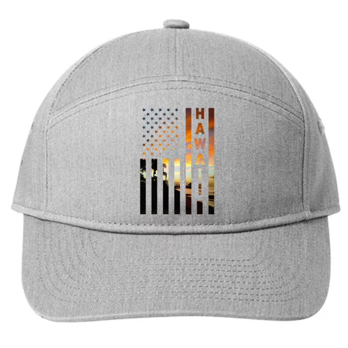 Hawaii Sunset American Flag Honolulu Hawaiian Island 7-Panel Snapback Hat