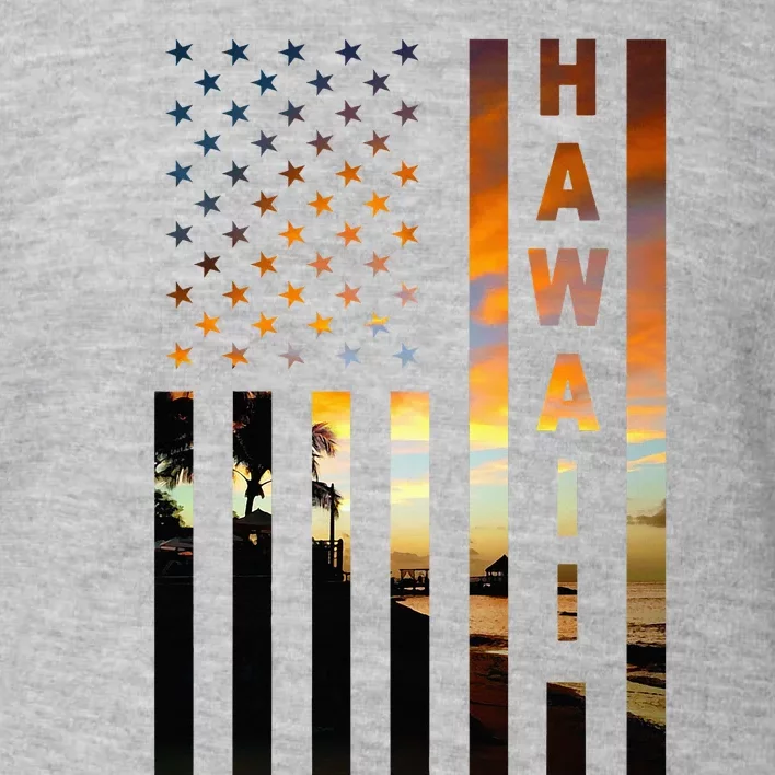 Hawaii Sunset American Flag Honolulu Hawaiian Island Toddler Sweatshirt