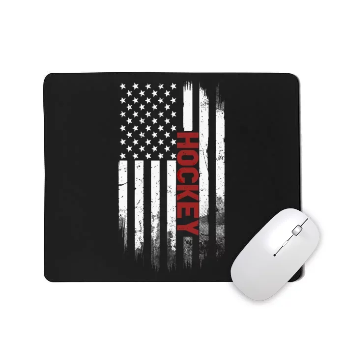 Hockey Stick American Flag Sports Patriotic Hockey Player Mousepad