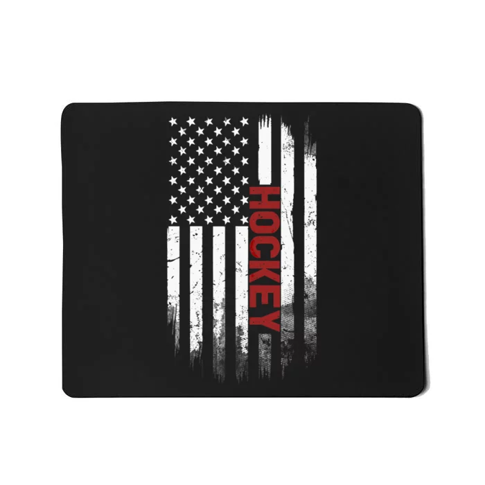 Hockey Stick American Flag Sports Patriotic Hockey Player Mousepad