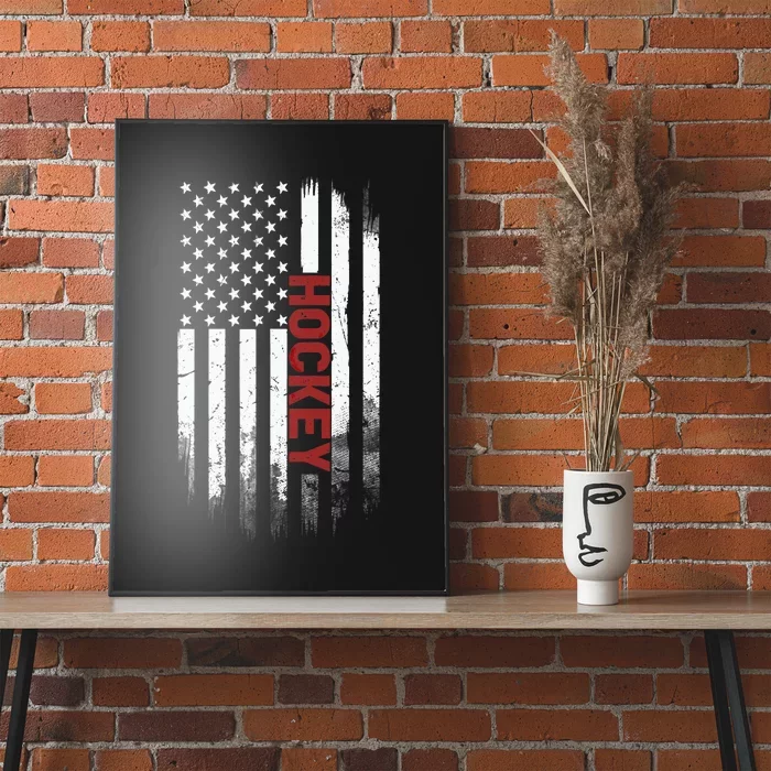 Hockey Stick American Flag Sports Patriotic Hockey Player Poster