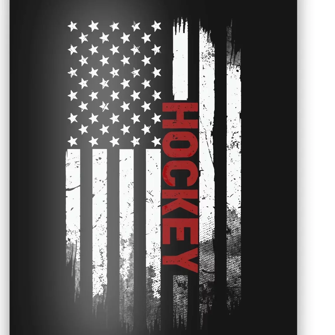 Hockey Stick American Flag Sports Patriotic Hockey Player Poster