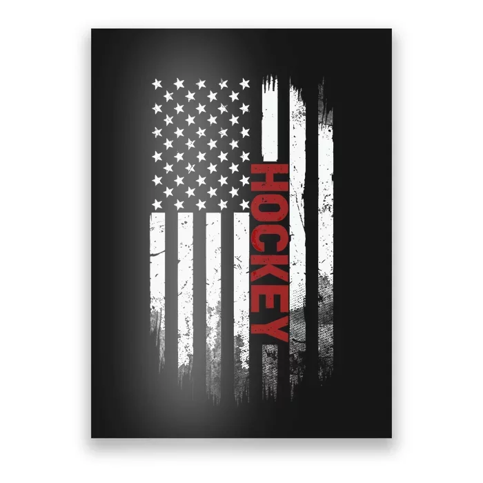 Hockey Stick American Flag Sports Patriotic Hockey Player Poster