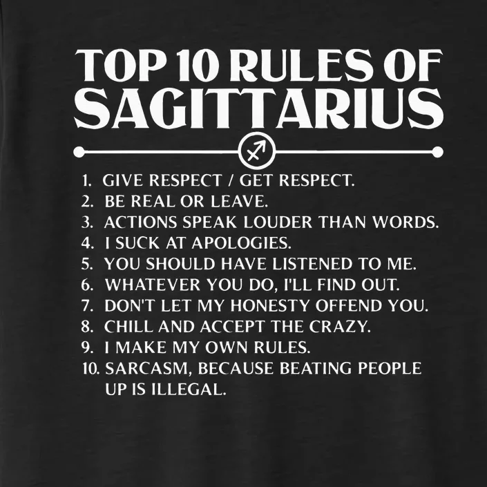 Horoscope Symbols Astrology Sign Top 10 Rules Of Sagittarius ChromaSoft Performance T-Shirt