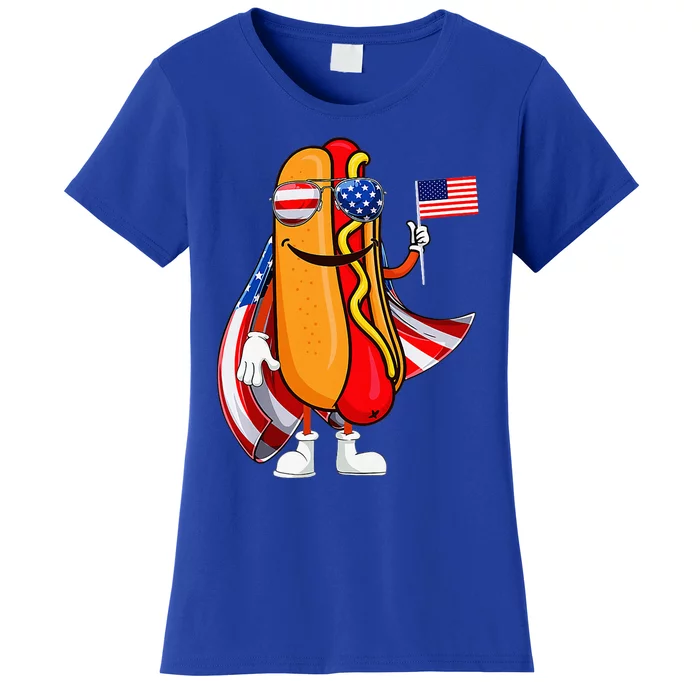 Hotdog Sunglasses American Flag Usa 4th Of July Women's T-Shirt