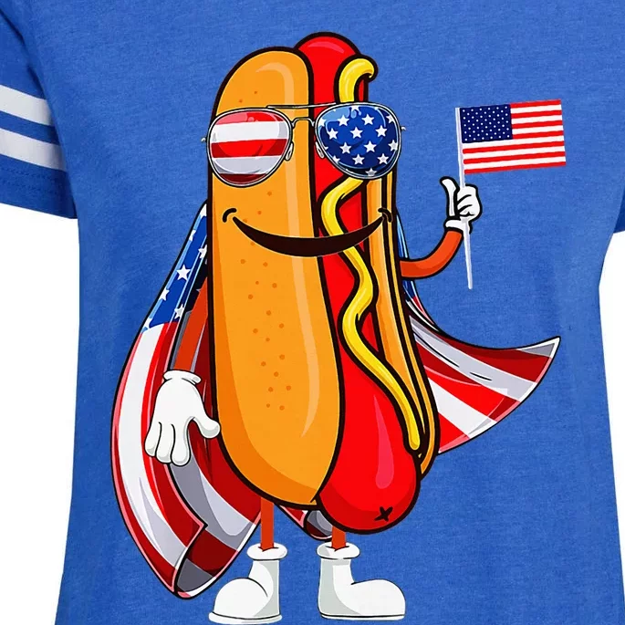 Hotdog Sunglasses American Flag Usa 4th Of July Enza Ladies Jersey Football T-Shirt