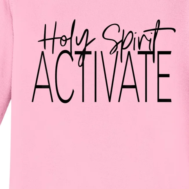 Holy Spirit Activate Western Jesus Lover Christian Religious Baby Long Sleeve Bodysuit