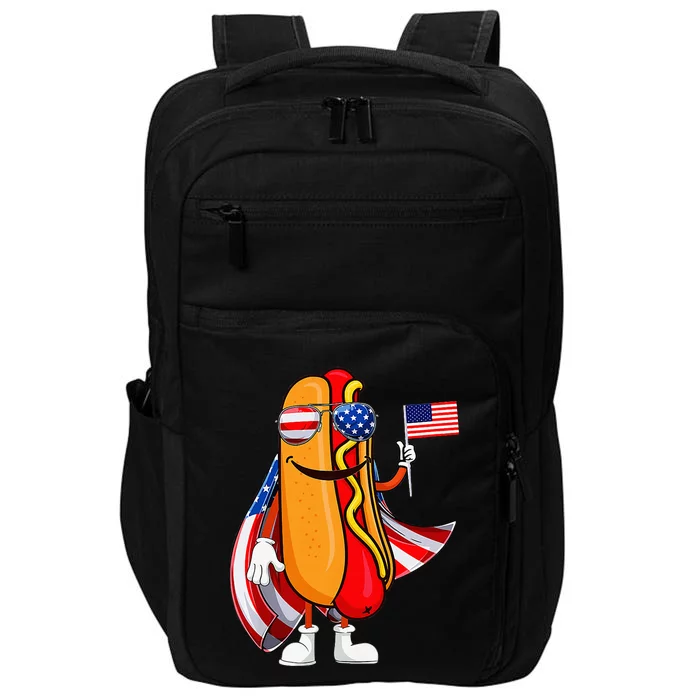 Hotdog Sunglasses American Flag Usa Funny 4th Of July Impact Tech Backpack