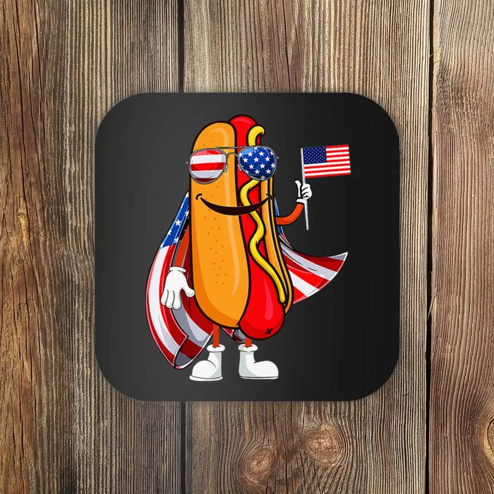 Hotdog Sunglasses American Flag Usa Funny 4th Of July Coaster