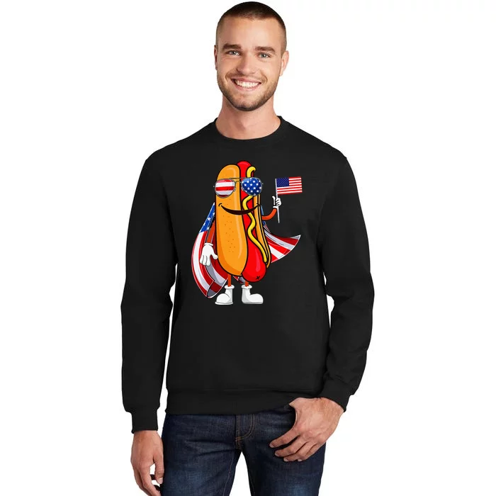 Hotdog Sunglasses American Flag Usa Funny 4th Of July Tall Sweatshirt