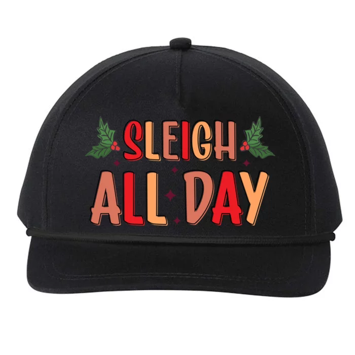 Holiday Sleigh All Day Cute Word Art Typography Style Christ Cool Gift Snapback Five-Panel Rope Hat