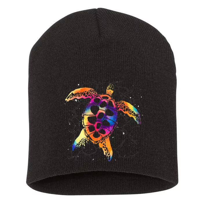 Hawaiian Sea Animal Ocean Tribal Sea Turtle Short Acrylic Beanie