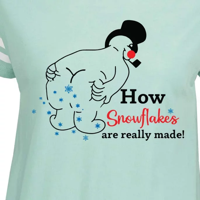 How Snowflakes Are Really Made Funny Snowman Christmas Enza Ladies Jersey Football T-Shirt