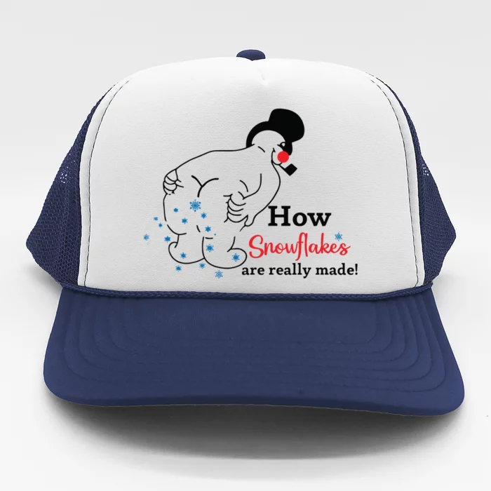 How Snowflakes Are Really Made Funny Snowman Christmas Trucker Hat