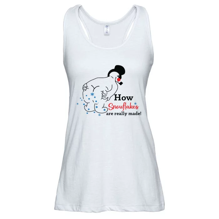 How Snowflakes Are Really Made Funny Snowman Christmas Ladies Essential Flowy Tank