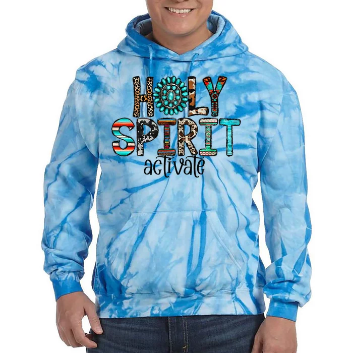 Holy Spirit Activate Leopard Western Rodeo Cowhide Gemstone Tie Dye Hoodie