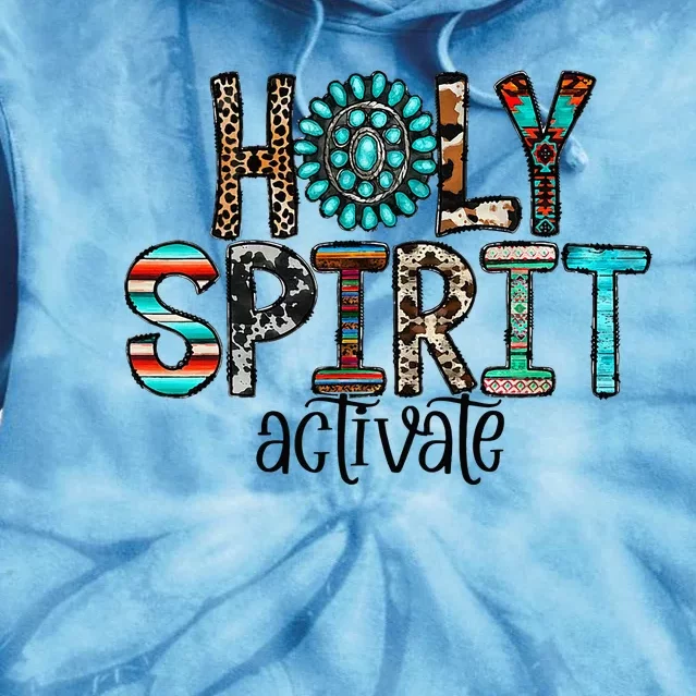 Holy Spirit Activate Leopard Western Rodeo Cowhide Gemstone Tie Dye Hoodie