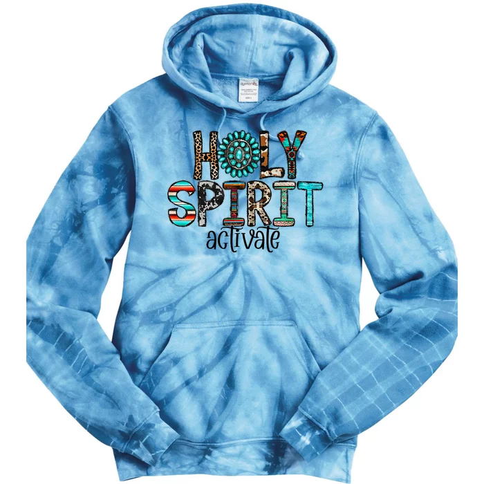 Holy Spirit Activate Leopard Western Rodeo Cowhide Gemstone Tie Dye Hoodie