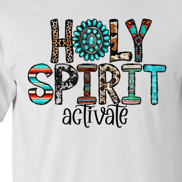 Holy Spirit Activate Leopard Western Rodeo Cowhide Gemstone Tall T-Shirt